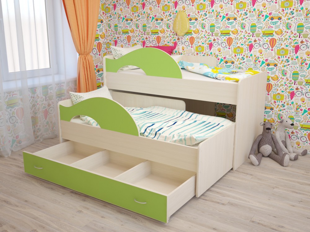 Кровать детская Радуга 1600 Млечный дуб/Венге в Мирном - mirnyj.katalogmebeli.com | фото