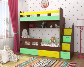 Детская двухъярусная кровать Юниор-1 Белый/Синий Распродажа в Мирном - mirnyj.katalogmebeli.com | фото 4
