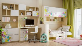 Детская комната Флёр (Белый/корпус Клен) в Мирном - mirnyj.katalogmebeli.com | фото
