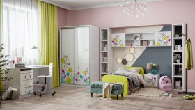 Детская комната Флер (Белый/корпус Выбеленное дерево) в Мирном - mirnyj.katalogmebeli.com | фото