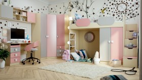 Детская комната Грэйси (Розовый/Серый/корпус Клен) в Мирном - mirnyj.katalogmebeli.com | фото