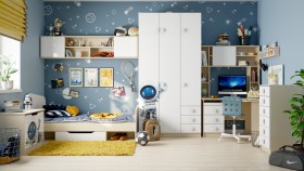 Детская комната Санни (Белый/корпус Клен) в Мирном - mirnyj.katalogmebeli.com | фото
