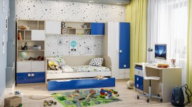 Детская комната Скай Люкс (Синий/Белый/корпус Клен) в Мирном - mirnyj.katalogmebeli.com | фото