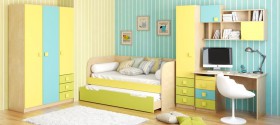 Детская комната Смайли (Желтый/Голубой/Зеленый/корпус Клен) в Мирном - mirnyj.katalogmebeli.com | фото