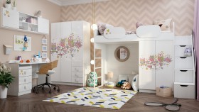 Детская комната Совушки (Белый/корпус Выбеленное дерево) в Мирном - mirnyj.katalogmebeli.com | фото