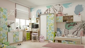 Детская комната Твит (Белый/Зеленый/корпус Клен) в Мирном - mirnyj.katalogmebeli.com | фото