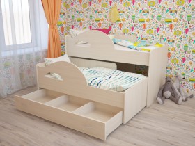 Кровать детская Радуга 1600 Млечный дуб/Венге в Мирном - mirnyj.katalogmebeli.com | фото 2