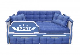 Кровать 160 серии Спорт 2 ящика 85 Синий (подушки) в Мирном - mirnyj.katalogmebeli.com | фото