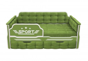 Кровать 180 серии Спорт 2 ящика 76 Зелёный (мягкие боковые накладки) в Мирном - mirnyj.katalogmebeli.com | фото