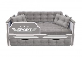 Кровать 190 серии Спорт 1 ящик 45 Серый (подушки) в Мирном - mirnyj.katalogmebeli.com | фото