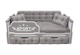 Кровать 190 серии Спорт 2 ящика 45 Серый (подушки) в Мирном - mirnyj.katalogmebeli.com | фото