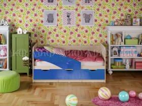 Кровать Бабочки 1,6м (Синий металлик) в Мирном - mirnyj.katalogmebeli.com | фото