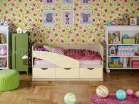 Кровать Бабочки 1,6м (Ваниль матовый) в Мирном - mirnyj.katalogmebeli.com | фото