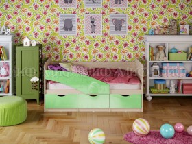 Кровать Бабочки 2,0м (Салатовый металлик) в Мирном - mirnyj.katalogmebeli.com | фото