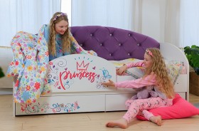 Кровать детская Эльза с бортиком Принцесса Белый/Фиолетовый в Мирном - mirnyj.katalogmebeli.com | фото