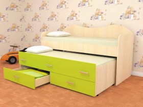 Кровать детская Нимфа двухместная 2.0 Дуб молочный/Лайм в Мирном - mirnyj.katalogmebeli.com | фото