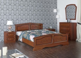 Кровать Елена из массива сосны 1200*2000 Орех в Мирном - mirnyj.katalogmebeli.com | фото