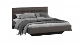 Кровать «Элис» c мягкой обивкой тип 1 Экокожа/Темно-коричневый/1400 в Мирном - mirnyj.katalogmebeli.com | фото