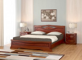 Кровать Карина-7 из массива сосны 1400*2000 Орех в Мирном - mirnyj.katalogmebeli.com | фото