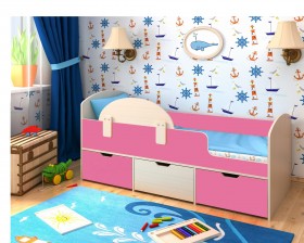 Кровать Малыш-мини Дуб молочный/Розовый в Мирном - mirnyj.katalogmebeli.com | фото