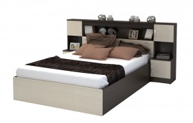 Кровать с прикроватным блоком КР 552 Спальня Basya (венге/белфорт) в Мирном - mirnyj.katalogmebeli.com | фото