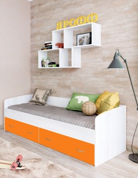 Кровать с выкатными ящиками Винтерберг/Оранжевый в Мирном - mirnyj.katalogmebeli.com | фото