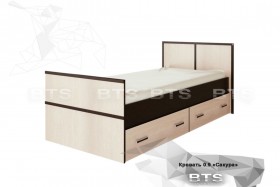 Кровать Сакура с настилом и ящиками 0,9 (Венге/Лоредо) в Мирном - mirnyj.katalogmebeli.com | фото
