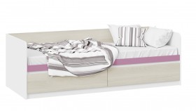 Кровать «Сканди» с 2 ящиками Дуб Гарден/Белый/Лиловый в Мирном - mirnyj.katalogmebeli.com | фото