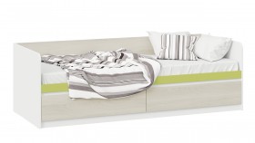 Кровать «Сканди» с 2 ящиками Дуб Гарден/Белый/Зеленый в Мирном - mirnyj.katalogmebeli.com | фото