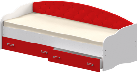 Кровать Софа-7 с мягкой спинкой (800х2000) Белый/Красный в Мирном - mirnyj.katalogmebeli.com | фото