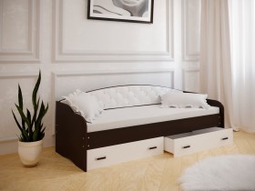 Кровать Софа-7 с мягкой спинкой (800х2000) Венге/ Белый в Мирном - mirnyj.katalogmebeli.com | фото