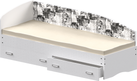 Кровать Софа-9 с мягкой спинкой с рисунком Милана (900х1900) Белый в Мирном - mirnyj.katalogmebeli.com | фото