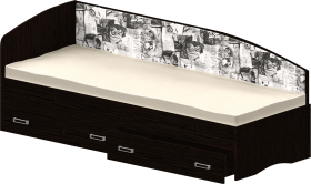 Кровать Софа-9 с мягкой спинкой с рисунком Милана (900х1900) Венге в Мирном - mirnyj.katalogmebeli.com | фото