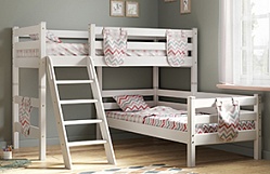 Кровать Соня вариант 8 угловая с наклонной лестницей Белый полупрозрачный в Мирном - mirnyj.katalogmebeli.com | фото