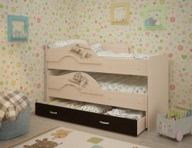 Кровать выкатная Радуга-Сафари детская 1600 Млечный дуб/Венге в Мирном - mirnyj.katalogmebeli.com | фото