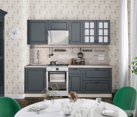 Кухня Регина 24 2,4 м (Серый матовый/Белый) в Мирном - mirnyj.katalogmebeli.com | фото
