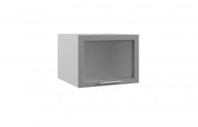 Квадро ГВПГС 600 шкаф верхний горизонтальный глубокий со стеклом высокий (Железо/корпус Серый) в Мирном - mirnyj.katalogmebeli.com | фото