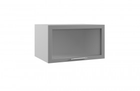 Квадро ГВПГС 800 шкаф верхний горизонтальный глубокий со стеклом высокий (Железо/корпус Серый) в Мирном - mirnyj.katalogmebeli.com | фото
