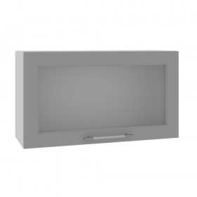 Квадро ВПГС 800 шкаф верхний горизонтальный со стеклом высокий (Железо/корпус Серый) в Мирном - mirnyj.katalogmebeli.com | фото