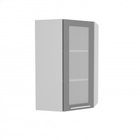Квадро ВПУС 550 шкаф верхний угловой со стеклом высокий (Железо/корпус Серый) в Мирном - mirnyj.katalogmebeli.com | фото