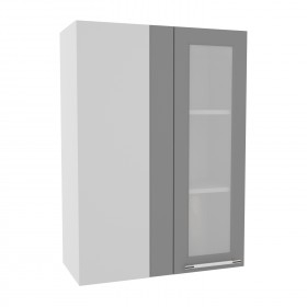 Квадро ВПУС 650 шкаф верхний угловой со стеклом высокий (Железо/корпус Серый) в Мирном - mirnyj.katalogmebeli.com | фото