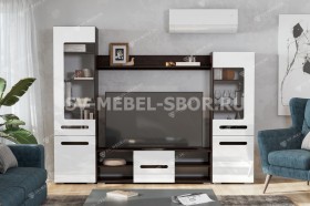 Мебель для гостиной МГС 6 Исполнение 1 Венге / Белый глянец в Мирном - mirnyj.katalogmebeli.com | фото