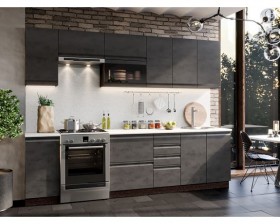 Модульная кухня Бруклин 2,8 м (Бетон черный/Венге) в Мирном - mirnyj.katalogmebeli.com | фото