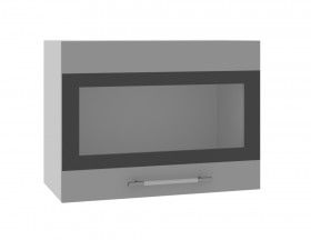 Норд ШВГС 600 Шкаф верхний горизонтальный со стеклом (Софт черный/корпус Белый) в Мирном - mirnyj.katalogmebeli.com | фото