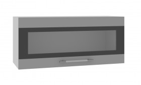 Норд ШВГС 800 Шкаф верхний горизонтальный со стеклом (Софт черный/корпус Белый) в Мирном - mirnyj.katalogmebeli.com | фото