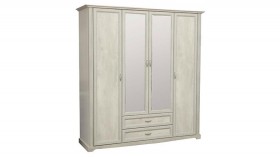 Шкаф для одежды "Сохо" (бетон пайн белый/2 ящика/зеркало) в Мирном - mirnyj.katalogmebeli.com | фото