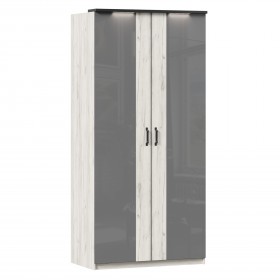 Техно ЛД 678.130.000.007 Шкаф 2-хстворчатый с комбинированными дверями (Дуб Крафт белый/Серый шифер) в Мирном - mirnyj.katalogmebeli.com | фото
