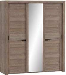 Шкаф трехдверный Соренто с раздвижными дверями Дуб стирлинг/Кофе структурный матовый в Мирном - mirnyj.katalogmebeli.com | фото