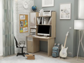Компьютерный стол Лайт-1 (1200/дуб сонома/белый) в Мирном - mirnyj.katalogmebeli.com | фото